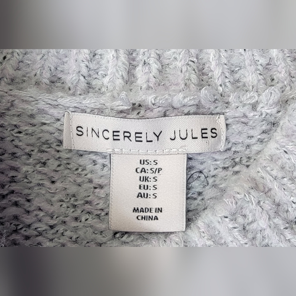 Sincerely Jules Chunky Knit Oversized Cropped Sweater Women's S Gray Pink Red NW - Picture 6 of 13